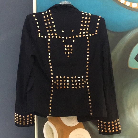 Tov Holy Navy Gold Studded Blazer Jacket - Picture 2 of 7